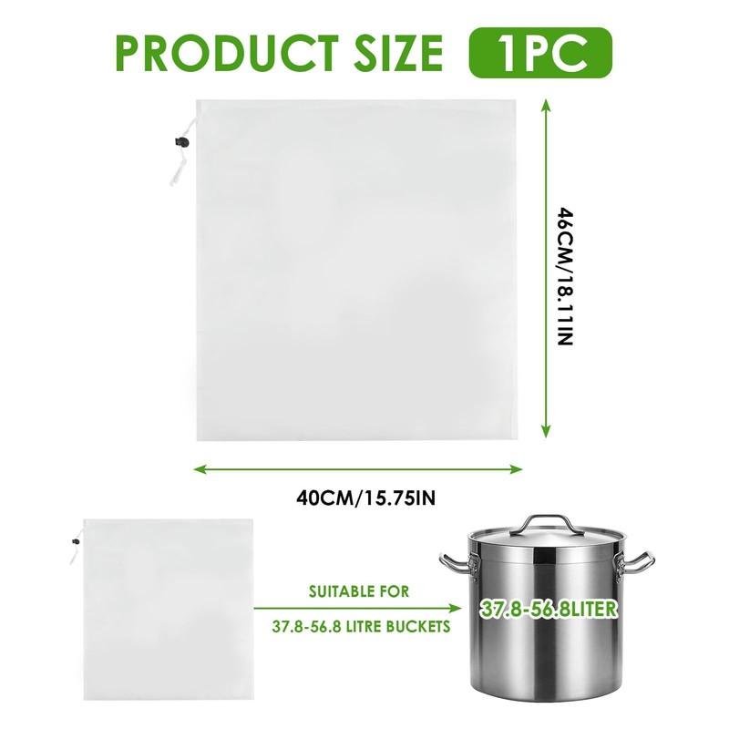 Brew Bags Reusable 46x40 cm, Straining Bag with Fine Mesh