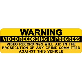 StickerTalk Vehicle Video Recording in Progress Vinyl Sticker, 10 inches by 3 inches