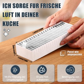 Cooker Hood Activated Carbon Filters for Bosch HEZ9VRCR0 / Siemens HZ9VRCR0 / Neff Z821VR0 / Gaggenau CA282111 or Constructa CZ9VRCR0, Clean Air Filter Accessories, Pack of 4