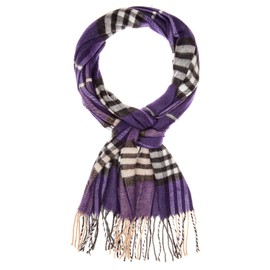 VIKINGS Unisex Scarf with Fringe, Purple Tartan