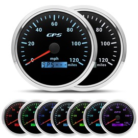 ARTILAURA 110mm 4-3/8" GPS Speedometer Boat 120 MPH Speedometer Gauge 7 Color Waterproof 9-32V for Marine AUTO Car Motorcycle Truck (Black and Silver)