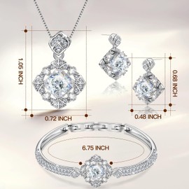 Blissful Angel 18K White Gold Plated Jewelry Set with 57-Facet Sparkling Gemstones – Elegant Necklace, Adjustable Bracelet & Earrings for Women in Premium Gift Box (White)