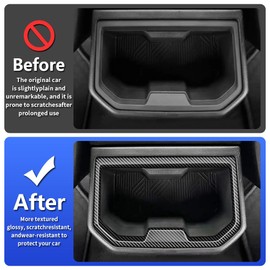 LUNQIN Car Center Console Armrest Rear Cup Holder Trim Panel for Toyota Tacoma 2024 2025 Pickup Truck Auto Interior Decorations Accessories Central Control Protection Cover Carbon Fiber Style Kit