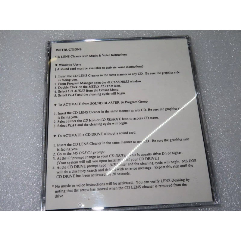 ATHANA CD LENS cleaner ACTIVATE SOUND BLASTER CD DRIVE PC