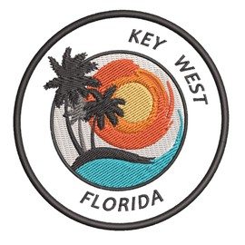 Key West, Florida Sunset Scene Embroidered Premium Patch DIY Iron-on or Sew-on Decorative Badge Emblem Vacation Souvenir Travel Gear Clothes Appliques