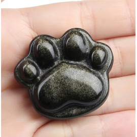 YATOJUZI Obsidian 1.5" Worry Stones for Anxiety Crystals and Healing Stones Cat Paw Worry Stone Anxiety Relief Items Meditation Accessories Stress Relief Cat Gifts for Women Cat Lovers