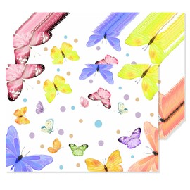50 Piece Disposable Paper Placemats 16x11 Inches, Butterfly Patterned Place Mats Colorful Butterfly Table Mats for Seasonal Spring and Summer Wedding Party Kitchen Dining Table Decoration