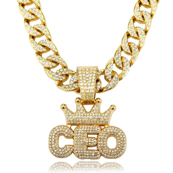 IDRUPACE Miami Mens Cuban Link Chain Silver Gold Plated Bling