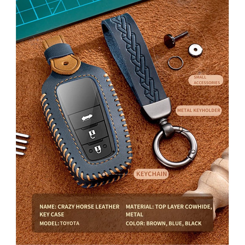 ontto Leather Car Key fob Cover fit for Toyota Auris