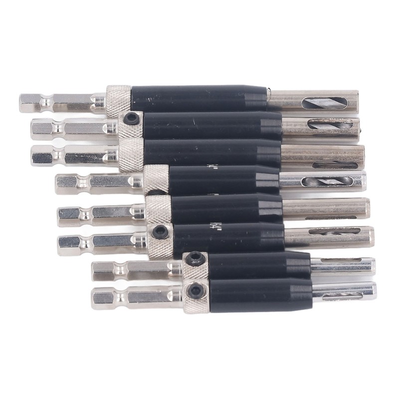 8Pcs Self Centering Hinge Drill Bit Black Hex Shank Hinge
