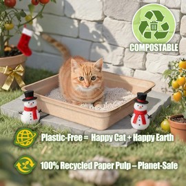 Disposable Litter Boxes for Cats Large: 6-Pack Leak-Proof Sustainable for Indoor/Travel Use Standalone or as Liner 17.5'' x 13.5''