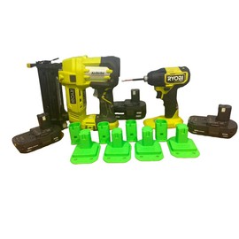MWB 3D Creations Ryobi 18v Tool and Battery Mounts Combo Pack tool holder - Combo Pack Size: 4 Tool & 4 Battery Mounts