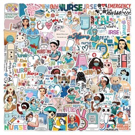 100 Pcs Nurse Stickers for Kids Teens Adults Boys Girls Gift,Medical Healthcare Doctor Decals Pack for Laptop,Skateboard,Luggage,Car,Bike,Cup,Computer,Water Bottle Decor,Vinyl Waterproof Stickers