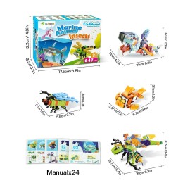 D-Fantix 24 Pack Animal Insect Marine Building Blocks STEM Toy Party Favors Kids Gift