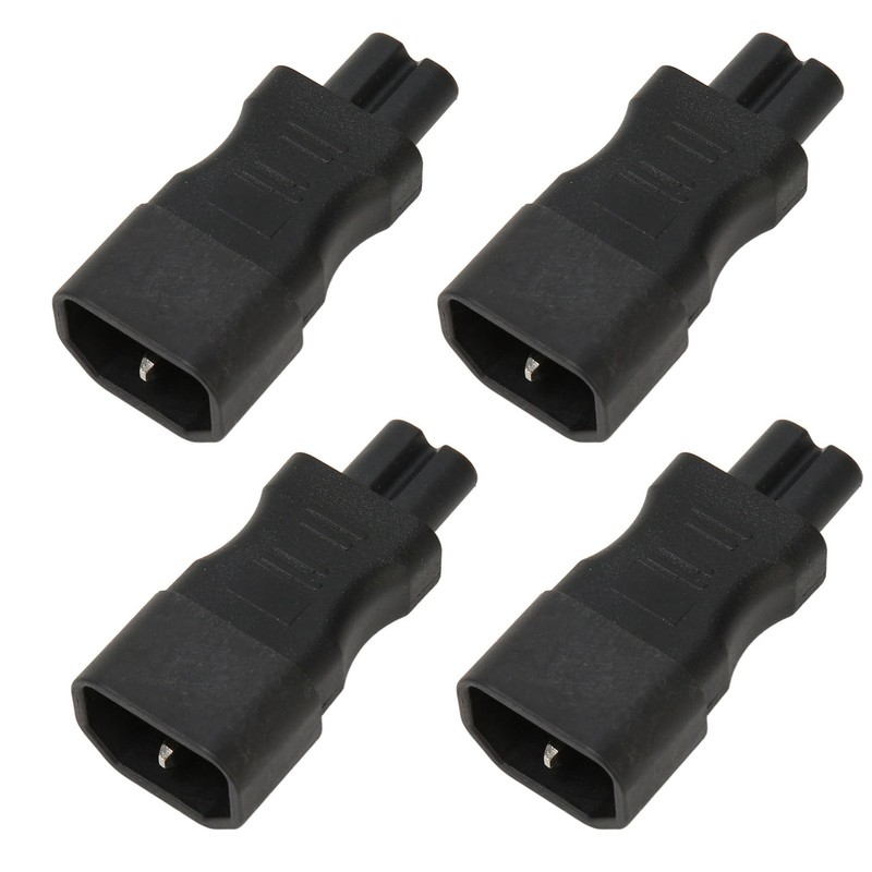 4Pcs IEC320 C14 to IEC320 C7 Power Adapter Universal Black