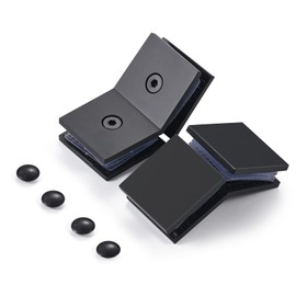 Ranbo Square Frameless Glass Clamp Connector/Shower Door Fixed Panel/Glass-to-Glass Corner Clamp,304 Stainless Steel,for 5/16" - 1/2" (8-12 mm) Thickness Glass,2 PC,Matte Black