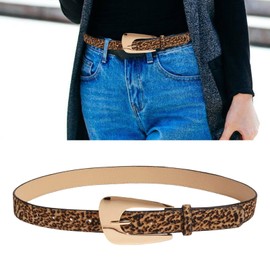 XBOKA Unique Waist Belt Leopards Print Chain for Cowgirl Stylish Carved Buckle Retro Waistband Waist Chain Belt, Leopard Print, 105*2.8cm