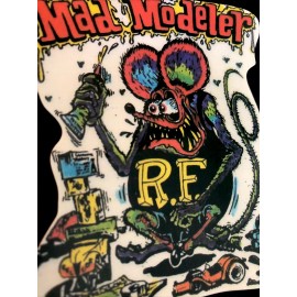 RAT FINK STICKER “MAD MODELER” 3 1/4“ X 3 1/4“ UV GLOSS VERY NICE COLOR!