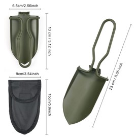 Jinsion Folding Shovel, Stainless Steel Mini Garden Shovel, Outdoor Garden Small Metal shovel, Multifunctional Folding Spade with Carrying Pouch for Survival Camping, Hiking, Fishing, Car Emergency