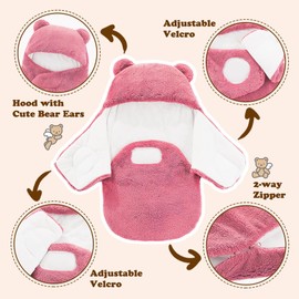 AiWMGL Newborn Baby Swaddle Blanket Extra Thick Fleece Winter Warm Baby Swaddle Wrap Adjustable Soft Sleeping Sacks Infant Girls Boys 0-3 Months