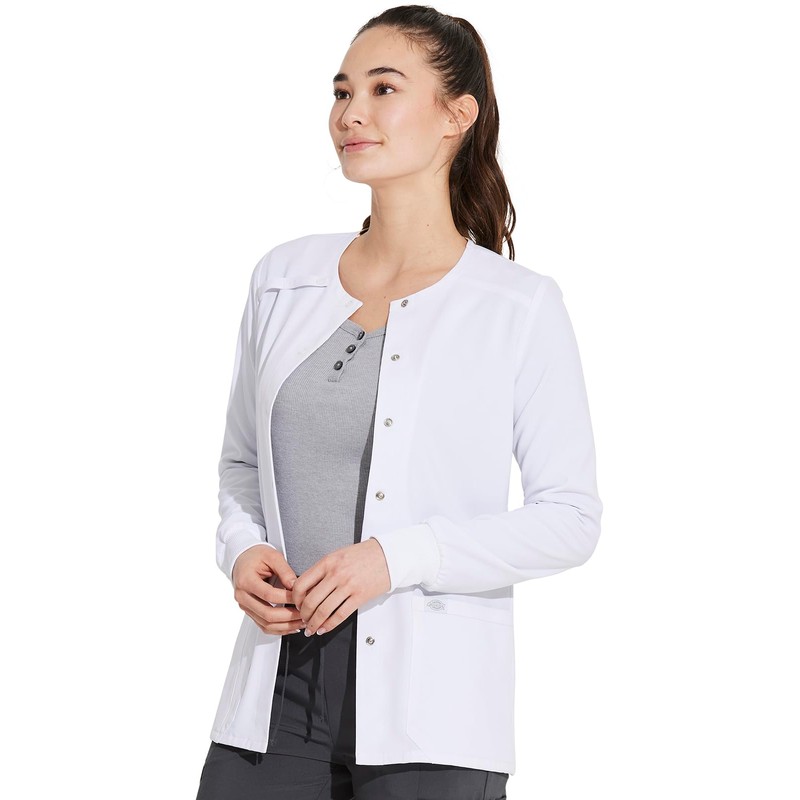Dickies EDS Essentials Women's Snap Front Warm-Up Solid Scrub Jacket