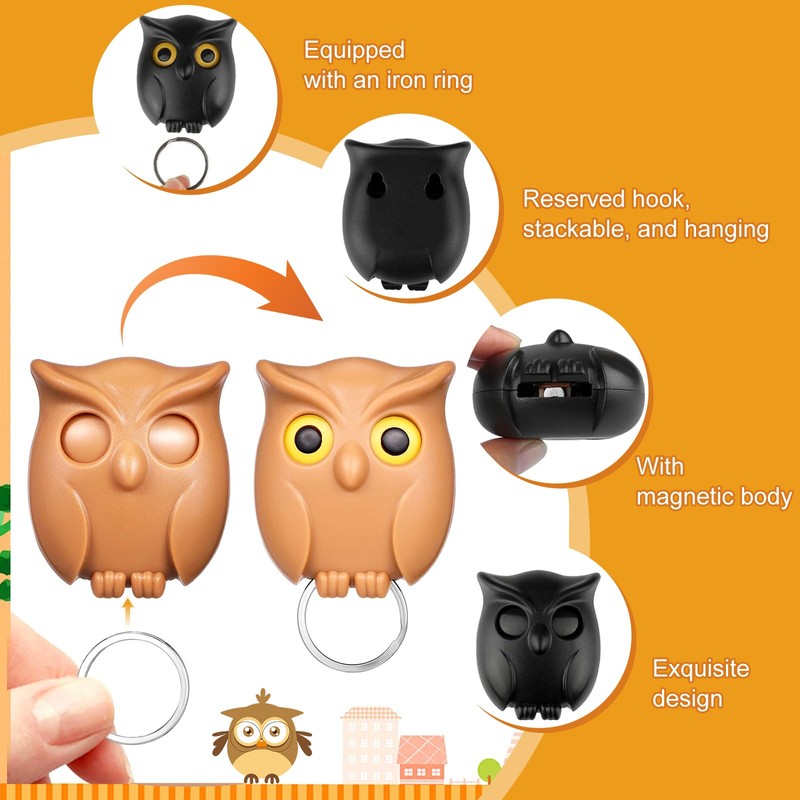 Exbrith Pack of 3 Key Hooks Owl, Owl Magnetic Key