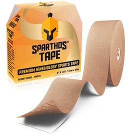 Sparthos Kinesiology Tape - Bulk Large Jumbo - Free Kinesio Taping Guide! - Support for Pro Athletic Sports and Recovery - Rocktape Waterproof Tex Rock Gold Tapes - Uncut 115 ft Roll (Beige)
