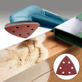 wadafen Mouse Sander Pads, 72pcs Multi Tool Sanding Pads, 90x90x90 mm Detail Sander Pads, 6 Holes Triangle Sandpaper for Delta Sander ＆ Multitool Sander, Grits 40/60/80/120/180/240 Each x12