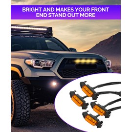 RACOONA 4PCS Grille Lights,Grill Led Lights with Fuse,Amber Light with Amber Shell Car LED Grille Lights,Car Accessories Front Grille Lamps,Compatible with 2016-2023 TRD PRO OEM Front Grille
