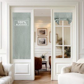 NICETOWN - Cortinas opacas para puerta francesa, 100 % lino, de 30 x 69 pulgadas de largo, para privacidad de granja, persianas de oscurecimiento de habitación, cortinas con aislamiento térmico para
