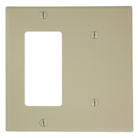 Leviton 2-Gang 1-Blank 1-Decora/GFCI Device Combination Wallplate, Standard Size, 80708-I, Ivory