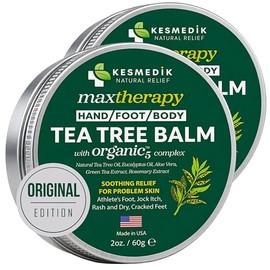 KESMEDIK Bálsamo MaxTherapy de Aceite de Árbol de Té, Alivio para la Piel Con Picazón, Calmante para Erupciones, Hongo del Pubis, Pie de Atleta, Rozad
