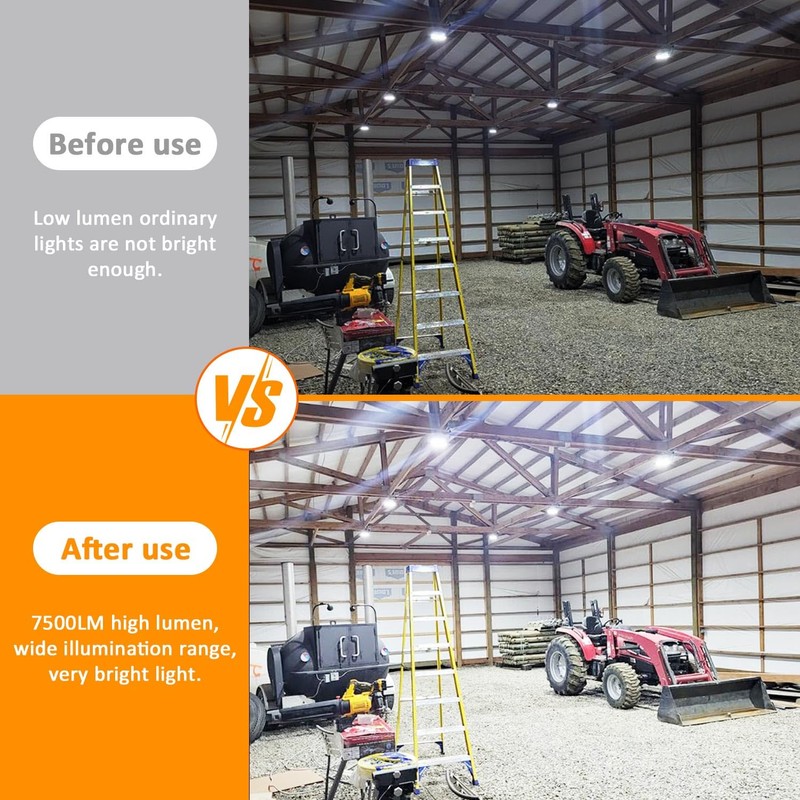 50ft LED Construction String Lights,75W 7500LM Waterproof IP67 Led String