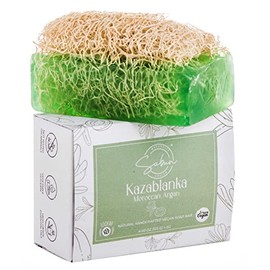 Argan Oil Loofah Soap Bar - Natural Exfoliating Soap with Loofah Inside - Smells Like Bright Floral Citrus - Handmade with Moroccan Argan Oil, Jojoba Oil - Face & Body Scrub Bar [4.4 oz - 125 gr]