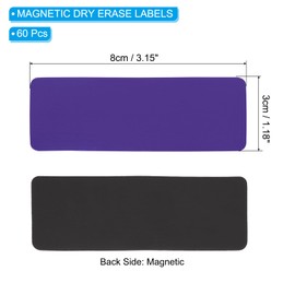 PATIKIL Magnetic Name Tag 3.15x1.18Inch, 60 Pcs Dry Erase Magnet Labels Waterproof Reusable Strips for Classroom Office Refrigerator Home whiteboard, Purple