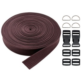 ZHFMLY 3/4 Inch Webbing Straps-Coffee Polypropylene Webbing Straps with Buckles, 15 Yards for Backpacks,Bags, Pool Solar Covers, Pet Collars, Sewing, Luggage, Outdoor & Indoor Gear, DIY Crafting