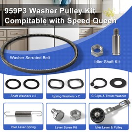 Upgraded 959P3 Washer Idler Lever and Belt kit Replacement with Serrated Compatible with ALLIANCE Laundry Systems Speed Queen SWNYC2HP115TW02 LWS01M, 959P3 Washer Idler Pulley Kit Replace 2020782