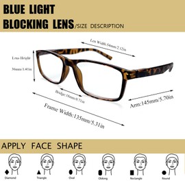BIENCOOL Blue Light Blocking Reading Glasses,Readers for Men Women Spring Hinge Computer Eyeglasses (3 Mix Color-2, 2.75, x)