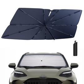 Windshield Sun Shade Umbrella for 2021-2025 Toyota Yaris Accessories: Custom Fit 210T Silver, Foldable Sunshade Front Window Sun Visor, Blocks UV Rays, Keeps Car Cool for L/LE/XLE