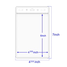 50 Pack - Extra Large 4 3/8 X 6 Passport & Badge Holder - Heavy Duty Clear Plastic 4 X 6 Card Insert Protector for Sports Tickets, Press Passes and Name Badges by WINURE