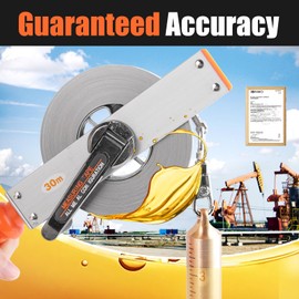 Oil Gauging Tape, Explosion-Proof Oil Tank Gauging Tapes, Stainless Steel Sounding Tape with Brass Plumb Bob (66ft)