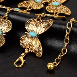 Plus Size Chain Belt for Women, Turquoise Stone, Gold Metal Chain Belt, Belly Chains for Women, Extra Long Body Chain, 59 Inch Adjustable, Chunky Belt Chain, metal, No Gemstone