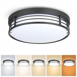 WISBEAM 10 Inch Matte Black Flush Mount Ceiling Light, 23W LED Ceiling Lighting Fixture with 5CCT(2700K/3000K/3500K/4000K/5000K), Dimmable LED Light Fixtures Ceiling Mount for Kitchen Bathroom Hallway