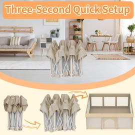 Foldable Large Baby Playpen 71"×71", Portable Playard for Babies & Toddlers, Lightweight Safety Baby Fence, No Installation, Indoor & Outdoor Playpen with 150 Ocean Balls, Beige