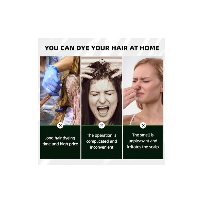 Champú Teñir Cabello Castaño Oscuro Instantáneo Tinte Base Hierbas Cubrir