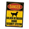 Golden Retriever Sign Danger Security System Door Sign Dog Sign,