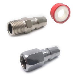 10 Piece Air Compressor Coupler Plug Kit with Thread Seal Tape, 1/4 Inch G, 5 Male plugs and 5 Female plugs, Industrial Type, for Air Quick Connect, Air Hose Fittings, Air Compressor Accessories