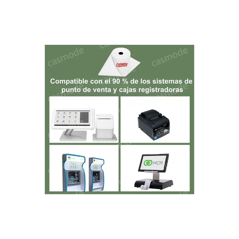 Caja 50 Rollos Papel Térmico Casmode 80x80 Mm Blanco Alta