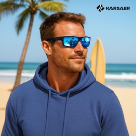 Karsaer Sunglasses Men's Polarised Sports Glasses Women Driving Fishing Cycling Glasses TR90 Frame UV400 Protection 5171, blue
