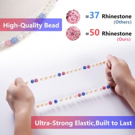 DERAKUS Baseball Necklace 18in Softball Pearl Necklace and Bracelet Set Beaded Necklace Pollyanna for Men Women Bling Rhinestone Drip (Yellow+Green)